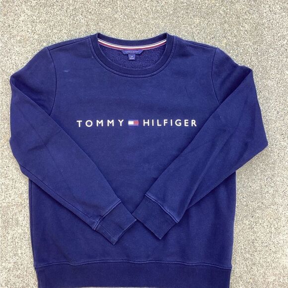 TOMMY HILFIGER DARK NAVY BLUE CREW NECK SLIP ON SWEAT SHIRT SMALL - Picture 4 of 6